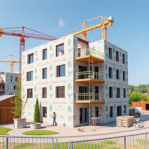 3D printed sustainable building materials being assembled