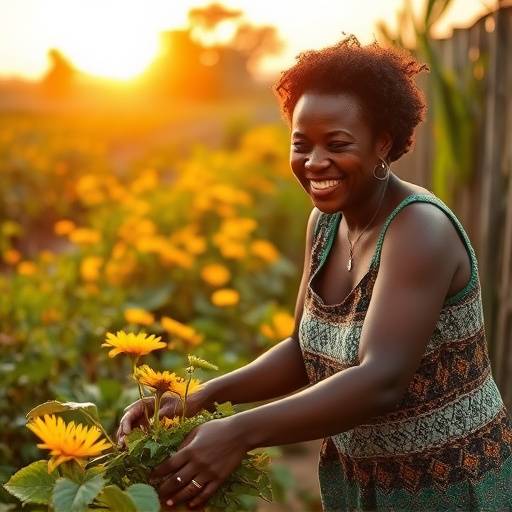 A woman tending to her organic vegetable garden in Soweto