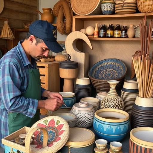 Artisans at Cape Town Crafts working on handmade goods