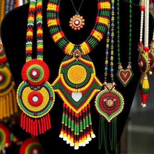 Handcrafted Zulu beadwork jewelry display