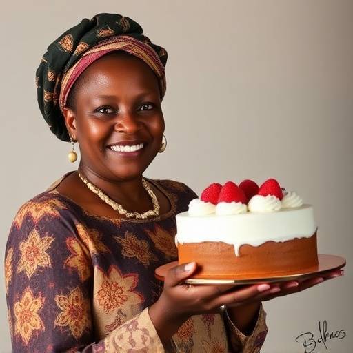 Image of Nomusa Dlamini holding a cake from Nomusa's Bakes
